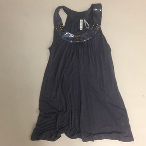 Kische gray tank top with detailed neckline